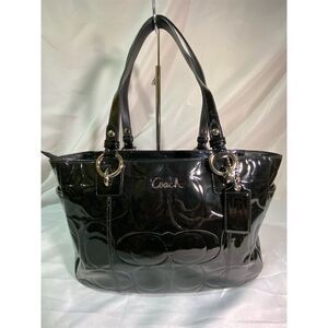 Coach Black Patent Leather East West Gallery Tote Bag